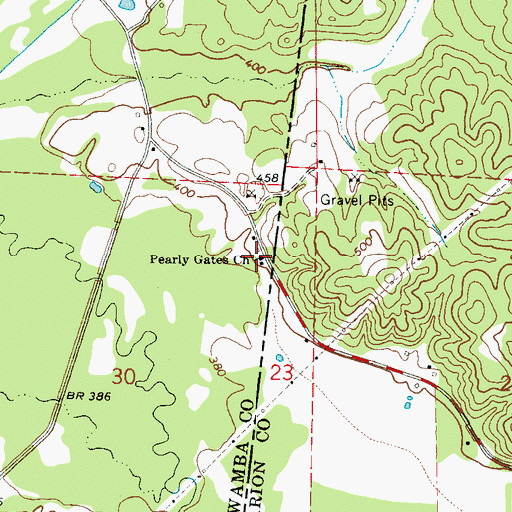 Topographic Map of Pearly Gates Church, MS