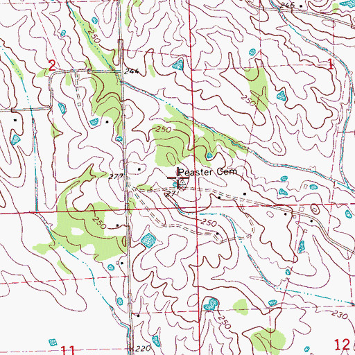 Topographic Map of Peaster Cemetery, MS