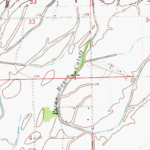 Topographic Map of Pecan Bayou Cutoff, MS