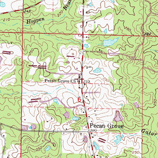 Topographic Map of Pecan Grove Baptist Church, MS