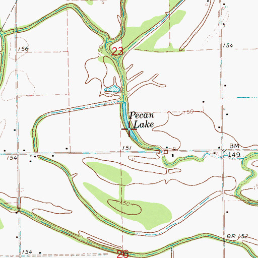 Topographic Map of Pecan Lake, MS
