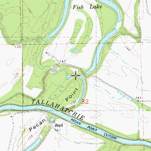 Topographic Map of Pecan Point, MS