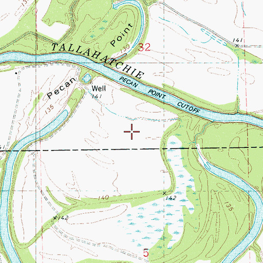 Topographic Map of Pecan Point Cut-Off, MS