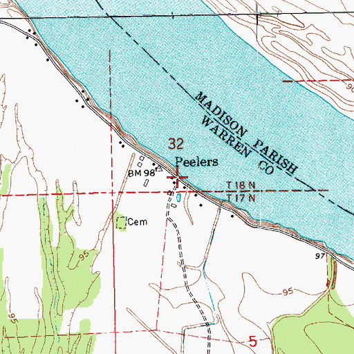 Topographic Map of Peelers, MS