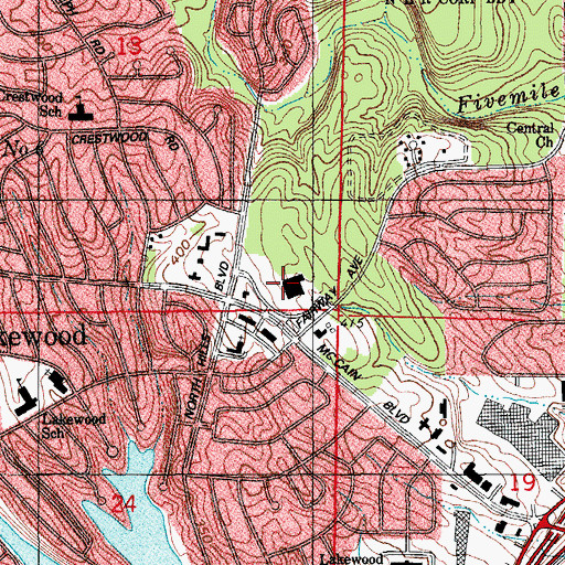 Topographic Map of Lakewood Village Shopping Center, AR