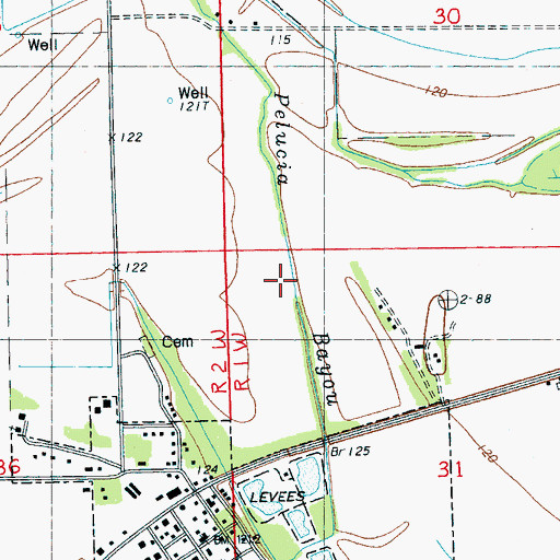 Topographic Map of Pelucia Bayou, MS