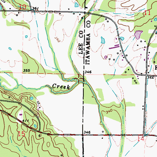 Topographic Map of Penny Creek, MS