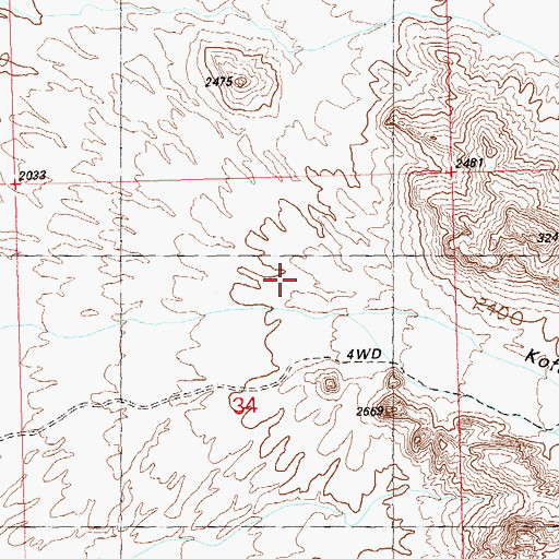 Topographic Map of Kofa Queen Canyon, AZ