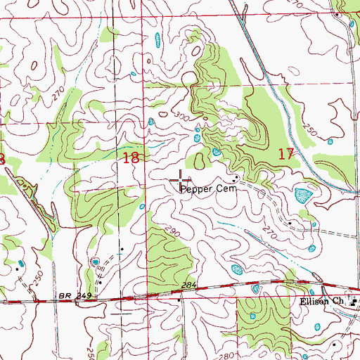 Topographic Map of Pepper Cemetery, MS