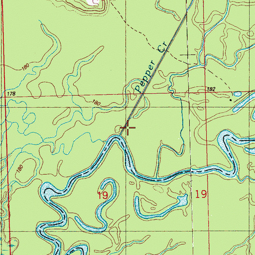 Topographic Map of Pepper Creek, MS