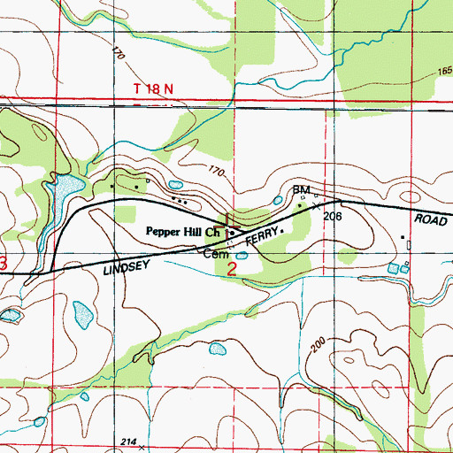 Topographic Map of Pepper Hill Church, MS