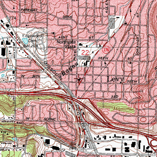 Topographic Map of Levy Baptist Church, AR