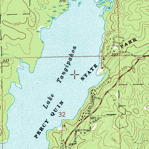 Topographic Map of Percy Quin State Park, MS