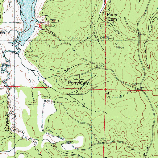 Topographic Map of Perry Cemetery, MS