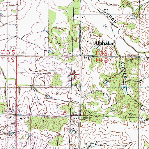 Topographic Map of Perry Cemetery, MS