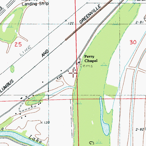 Topographic Map of Perry Chapel, MS