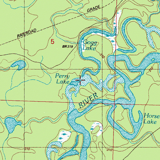 Topographic Map of Perry Lake, MS