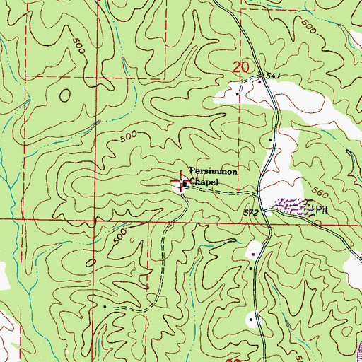 Topographic Map of Persimmon Chapel, MS