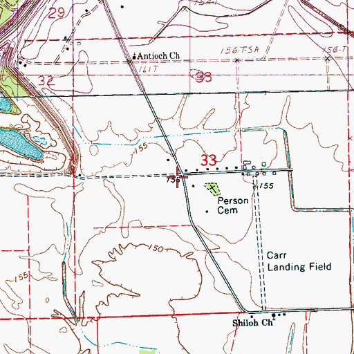 Topographic Map of Person Cemetery, MS