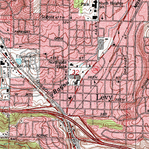 Topographic Map of Levy Shopping Center, AR