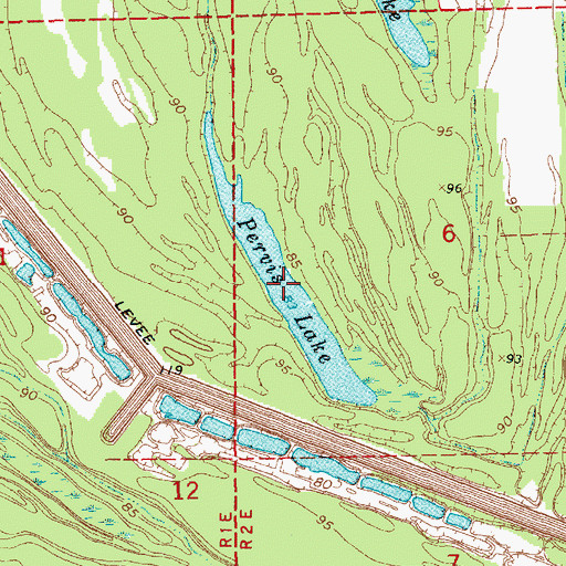 Topographic Map of Pervis Lake, MS
