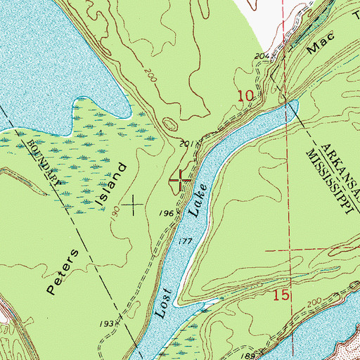 Topographic Map of Peters Island, MS