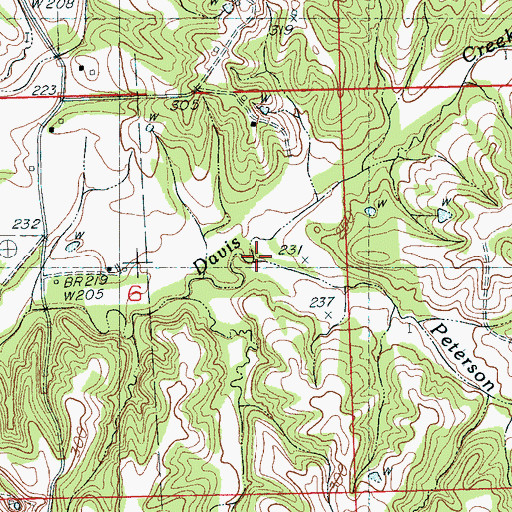 Topographic Map of Peterson Creek, MS