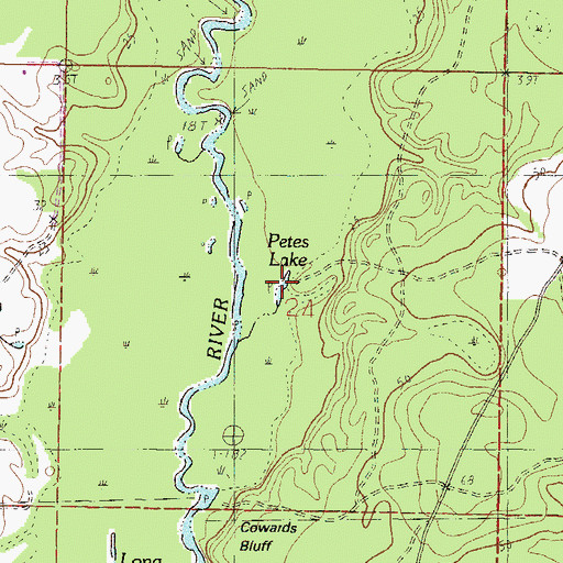 Topographic Map of Petes Lake, MS