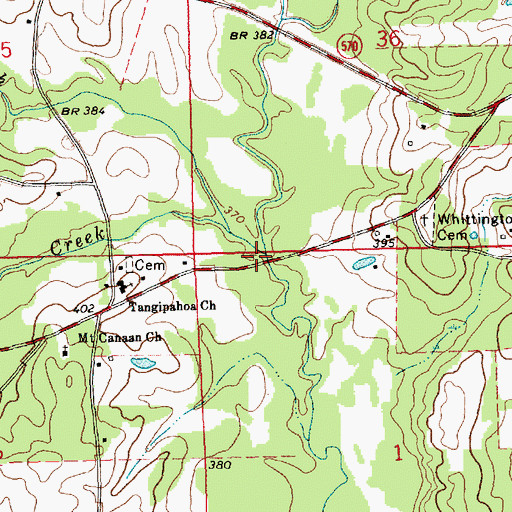 Topographic Map of Pevine Creek, MS