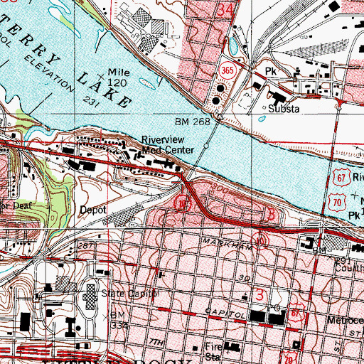 Topographic Map of Lincoln Avenue Viaduct, AR