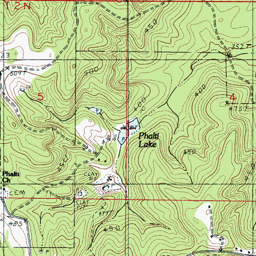 Topographic Map of Phalti Lakes, MS