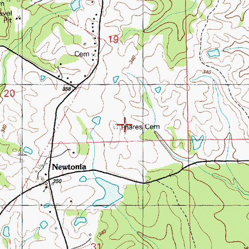 Topographic Map of Phares Cemetery, MS