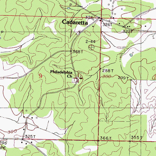 Topographic Map of Philadelphia Cemetery, MS
