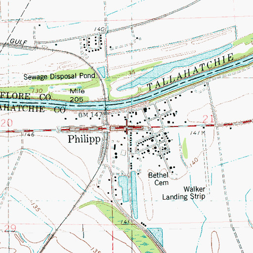 Topographic Map of Philipp, MS