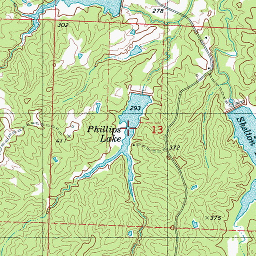 Topographic Map of Phillips Lake, MS