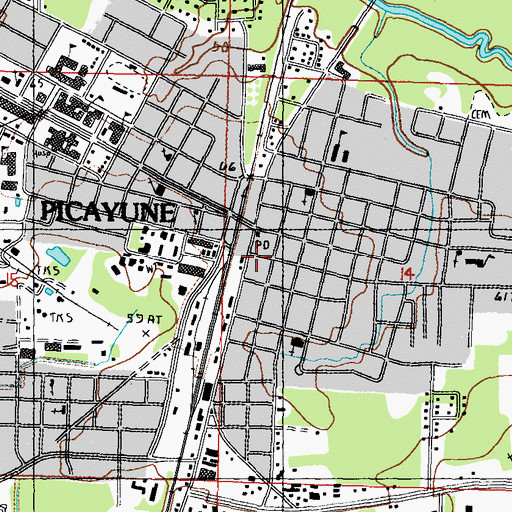 Topographic Map of Picayune, MS