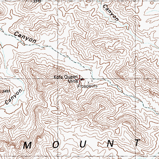 Topographic Map of Kofa Queen Mine, AZ