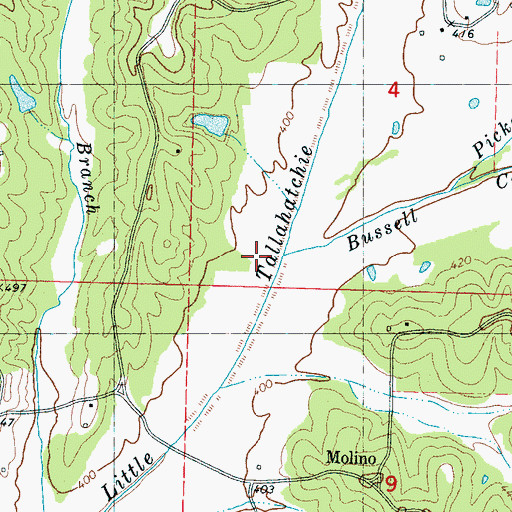 Topographic Map of Pickens Creek, MS