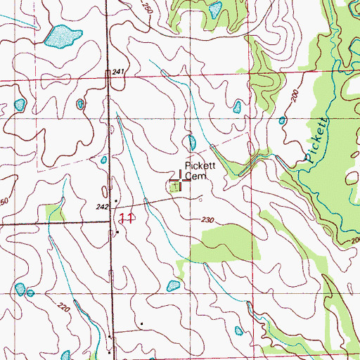Topographic Map of Pickett Cemetery, MS