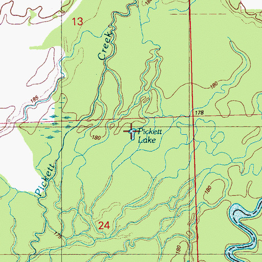 Topographic Map of Pickett Lake, MS