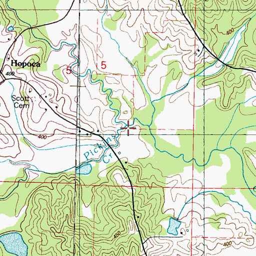 Topographic Map of Pickins Creek, MS