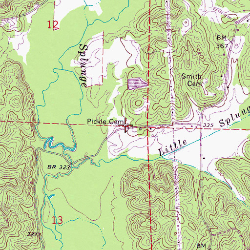 Topographic Map of Pickle Cemetery, MS
