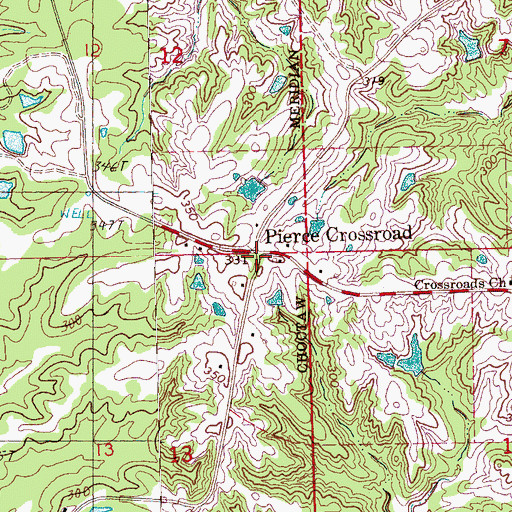 Topographic Map of Pierce Crossroad, MS