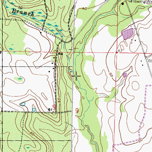 Topographic Map of Pigeon Roost Branch, MS