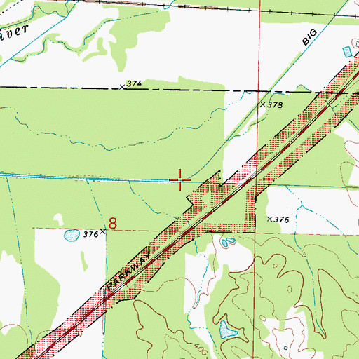 Topographic Map of Pigeon Roost Creek, MS