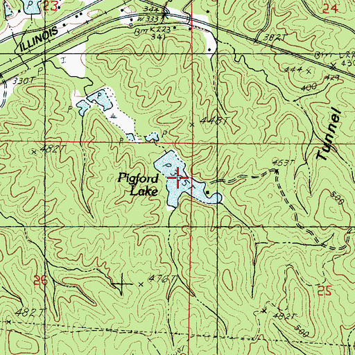 Topographic Map of Pigford Lake, MS