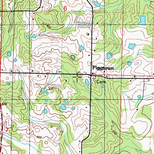 Topographic Map of Piggtown, MS