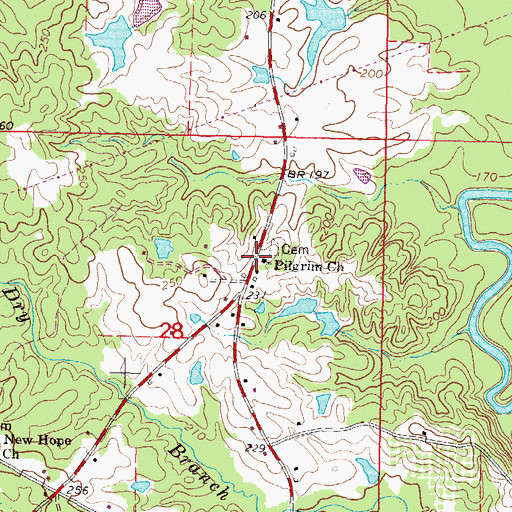 Topographic Map of Pilgrim Primitive Baptist Church, MS