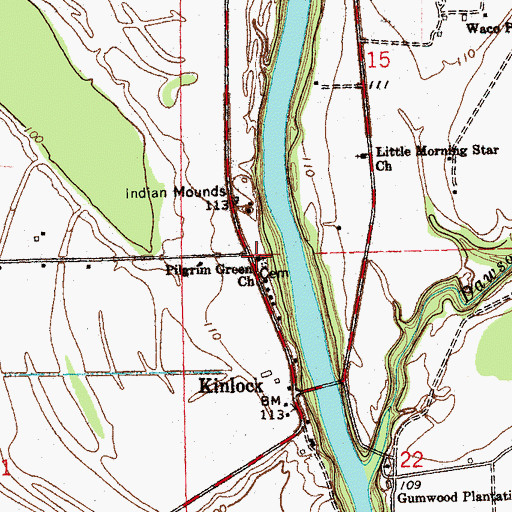 Topographic Map of Pilgrim Green Church, MS