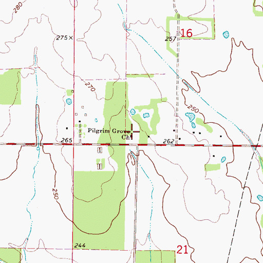 Topographic Map of Pilgrim Grove Church, MS